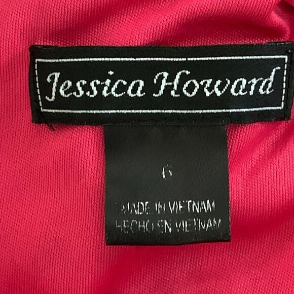 Jessica Howard Sz 6 Sleeveless Sheath Dress Drape Waist Pink Multicolor #230L - Picture 5 of 6